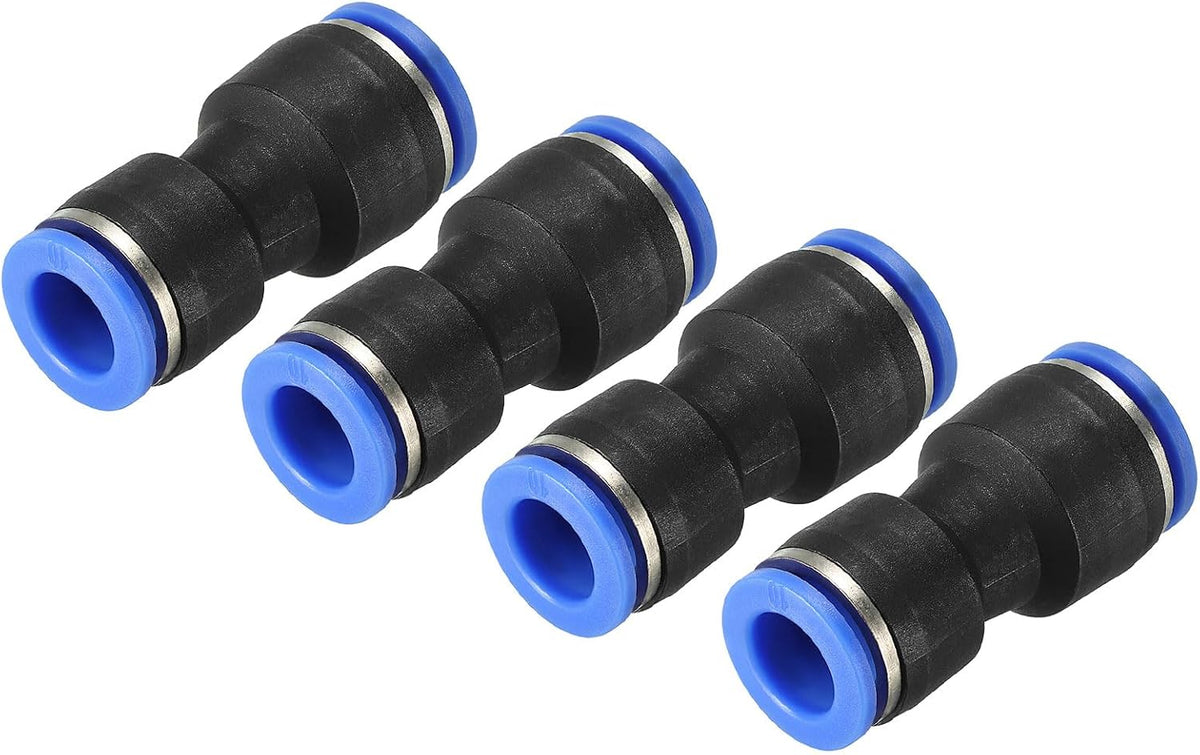 Push to Connector Fitting, 12mm to 10mm Tube OD Quick Connect Air Line Hose Pipe Fitting Straight Pneumatic Connector, Black 4Pcs