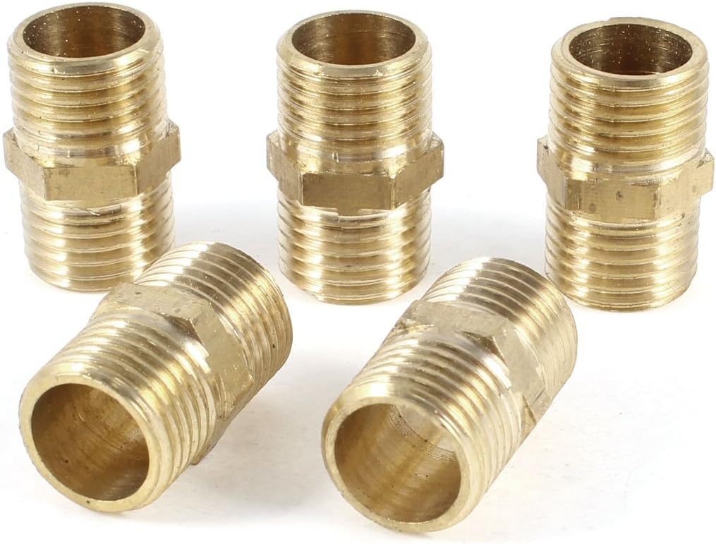 5 Pcs Male G1/4 To Male G1/4 Brass Straight Pipe Fitting Adapter