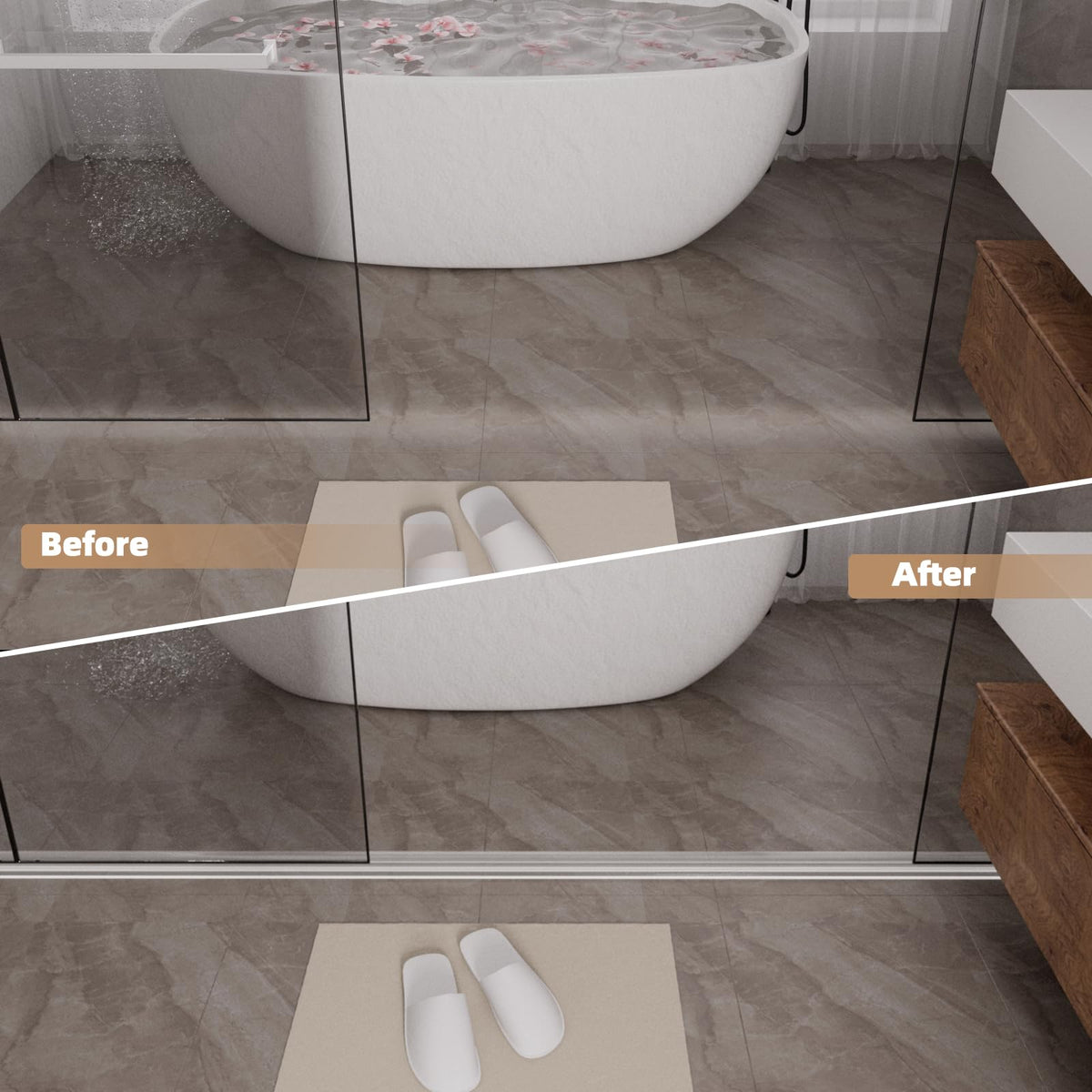 39” Transparentzerstörer Duschschwelle Wasserstopper für Trocken-Nass-Trennung