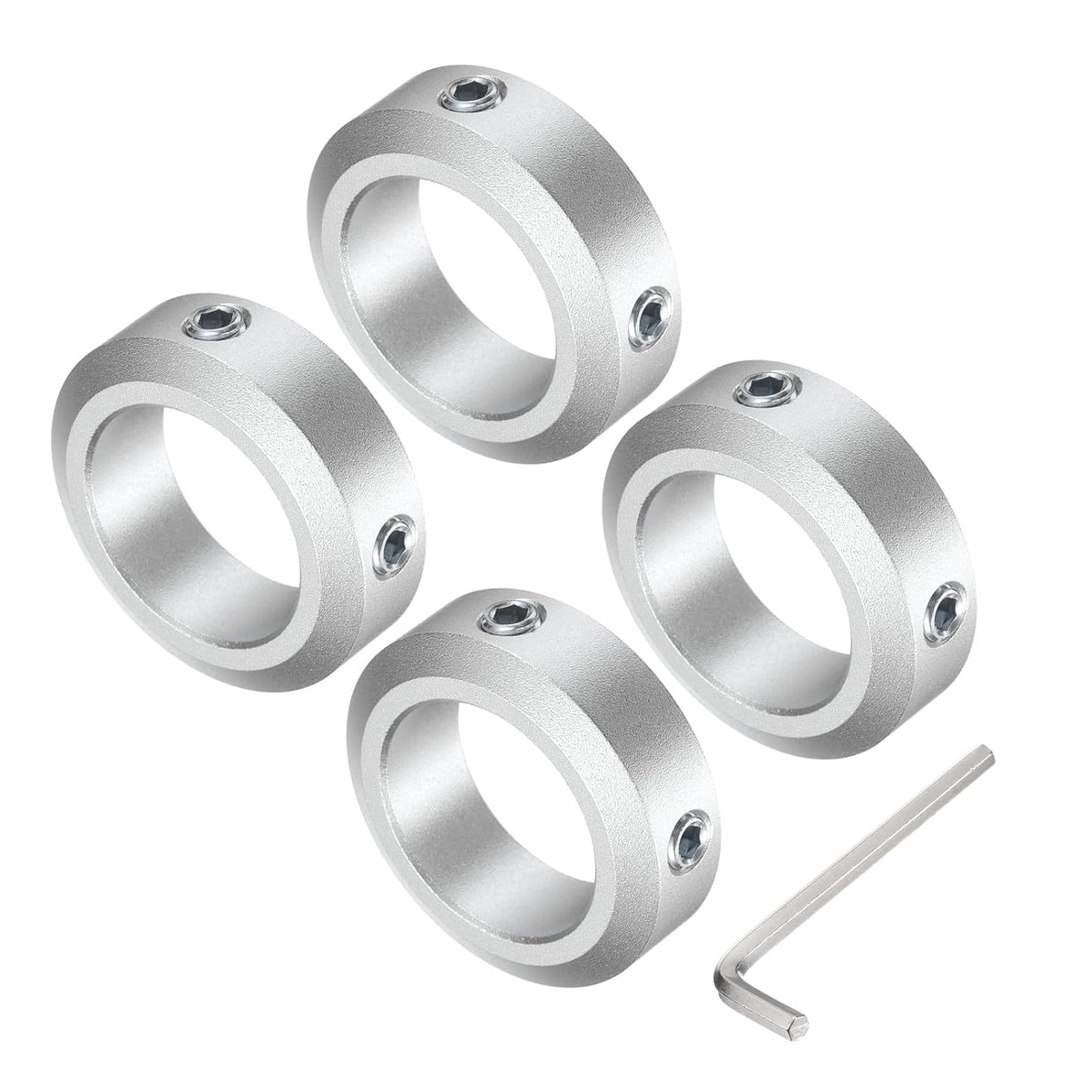 Set Screw Shaft Collar for 25mm Shaft, 4pcs Clamping Collars 38mm OD, 12mm Thickness, Aluminum Alloy Clamp-On Collar with M6 Set Screws and a Wrench