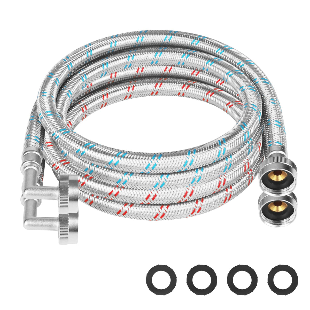 Washing Machine Hoses,5FT 90 Degree Elbow ¾" Stainless Steel 2Pack