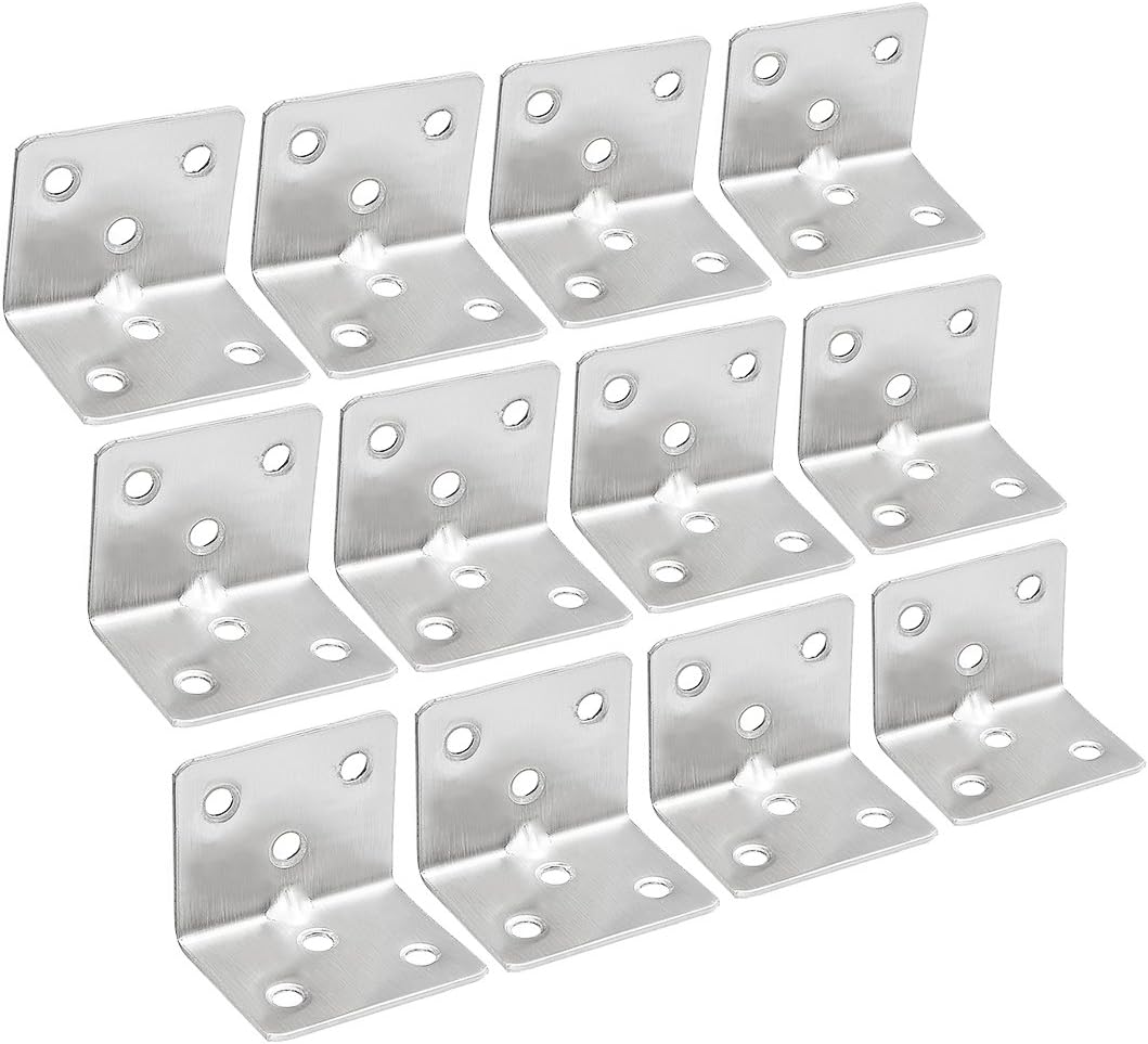 Corner Brace, 31mmx31mmx38mm, Stainless Steel Joint L Shape Right Angle Brackets Fastener, Pack of 12