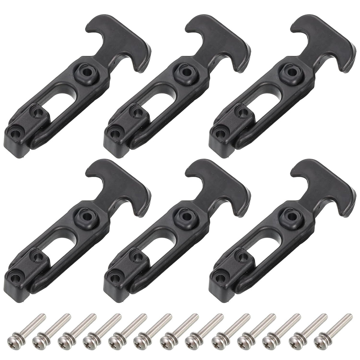 6 Set Rubber Flexible T-Handle Draw Latches 4.4 Inch Latch Hasp for Tool Box, Cooler, Golf Cart, Engineering Machine Hood, Black