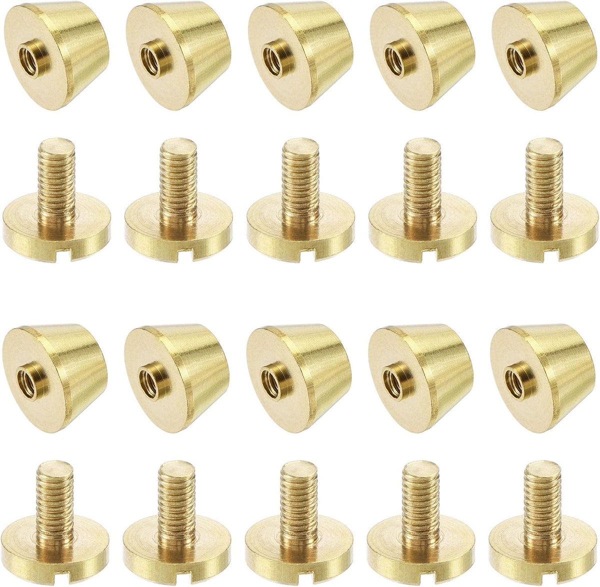 LinkMejor 12x8mm Flat Studs Rivet Purse Handbag Feet Spike Brass Leather Craft Screw Back Rivets DIY 10 Sets