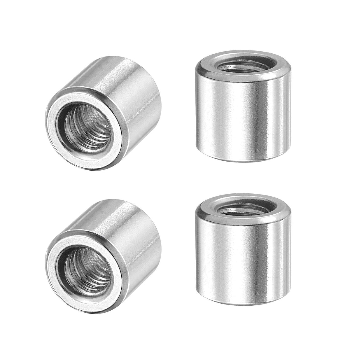 Round Weld Nuts, M8 x 14mm x 13mm Weld On Bung Female Nut Threaded - 201 Stainless Steel Insert Weldable 4pcs
