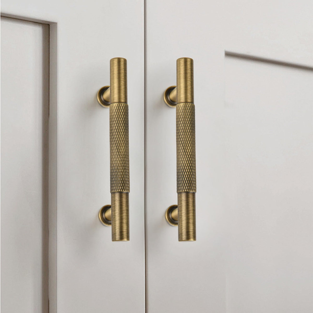 LinkMejor 3" Knurlet Solid Brass Kjøkkenhåndtak, Antikk Bronse 5-Pack