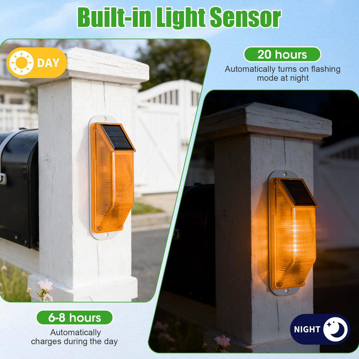 4 Pack إضاءة تحذير شمسيه متوهجة، إشارات السلامة الطرقية LED صفراء