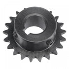 21 Tooth Roller Sprocket B Type, #25 Chain, Single Strand 1/4" Pitch, 15mm Bore Black Oxide C45 Carbon Steel, Keyway with Set Screws for ISO 04C