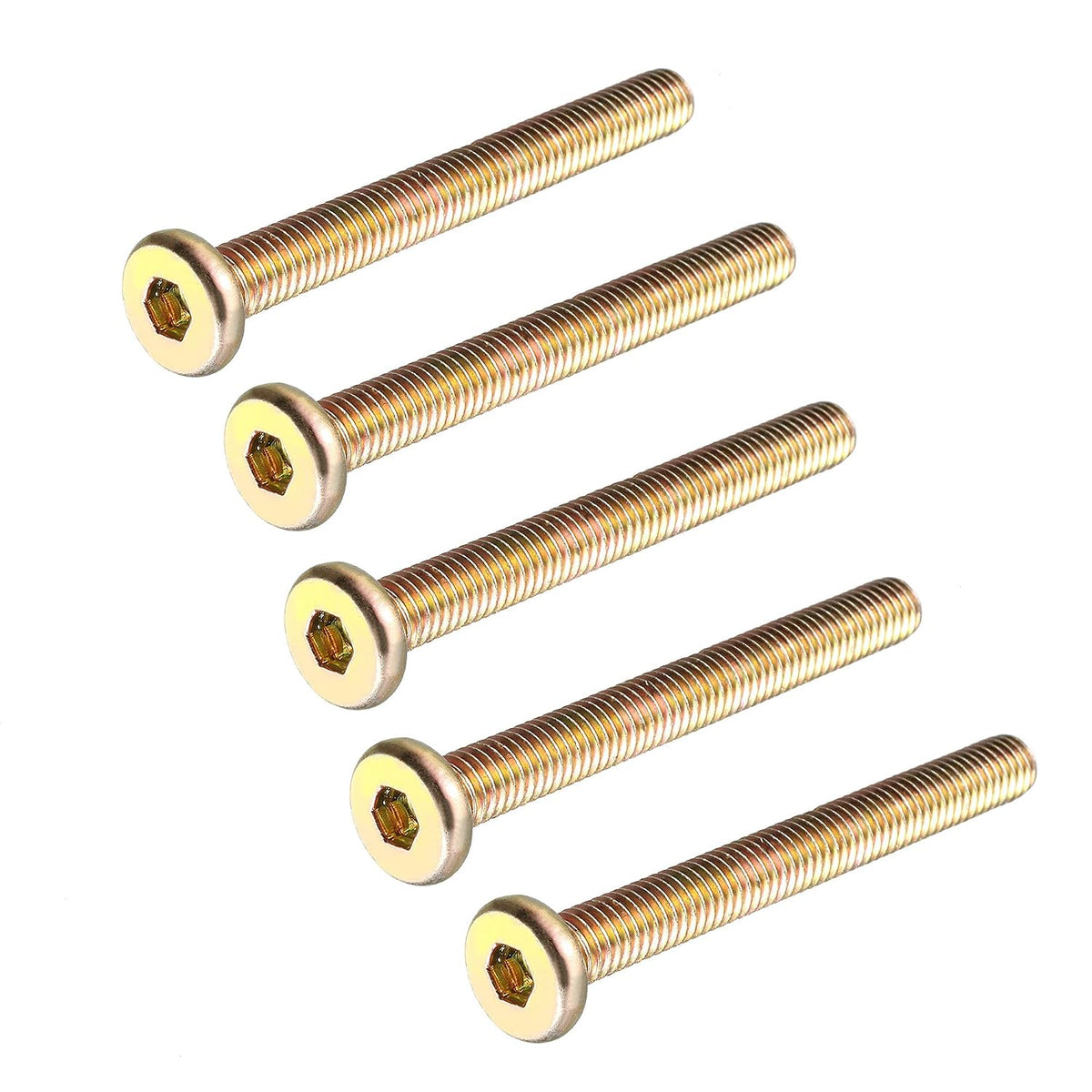 M6 x 55mm Threaded Hex Socket Head Cap Screw Bolt Bronze Tone 5 Pcs
