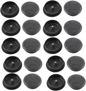 Plastic PC Computer Desk Grommet Cable Hole Cover 50mm Diameter 20 Pcs Black