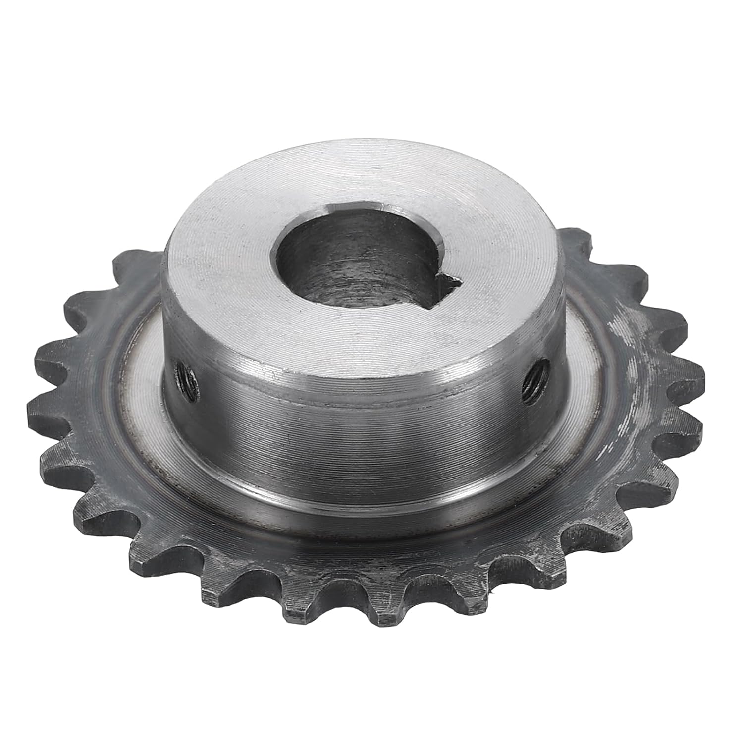 #25 Chain Roller Sprocket 12mm Bore 53.5mm OD, 25 Tooth C45 Carbon Steel ANSI #25 Roller Sprocket Round Hole Without Surface Finished with 4x1.8mm Keyway for ISO 04C Chain