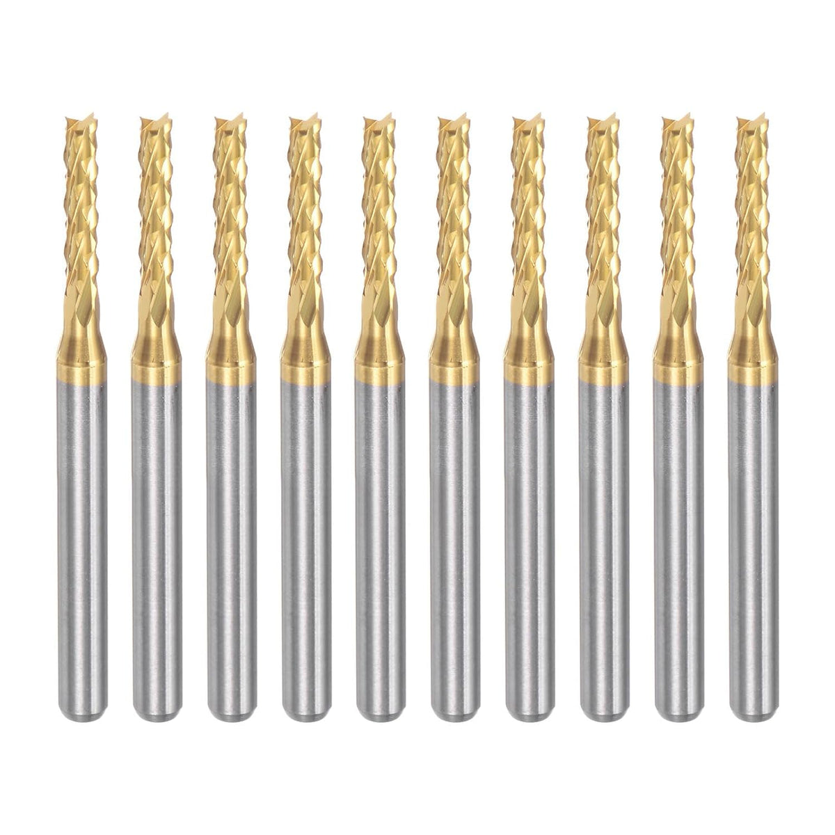 10Pcs 2.1mm Titanium Coat Carbide End Mill Engraving Milling Cutter CNC Router Bits for PCB Machine, 1/8" Shank