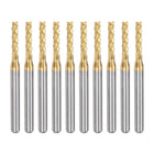 10Pcs 2.1mm Titanium Coat Carbide End Mill Engraving Milling Cutter CNC Router Bits for PCB Machine, 1/8" Shank