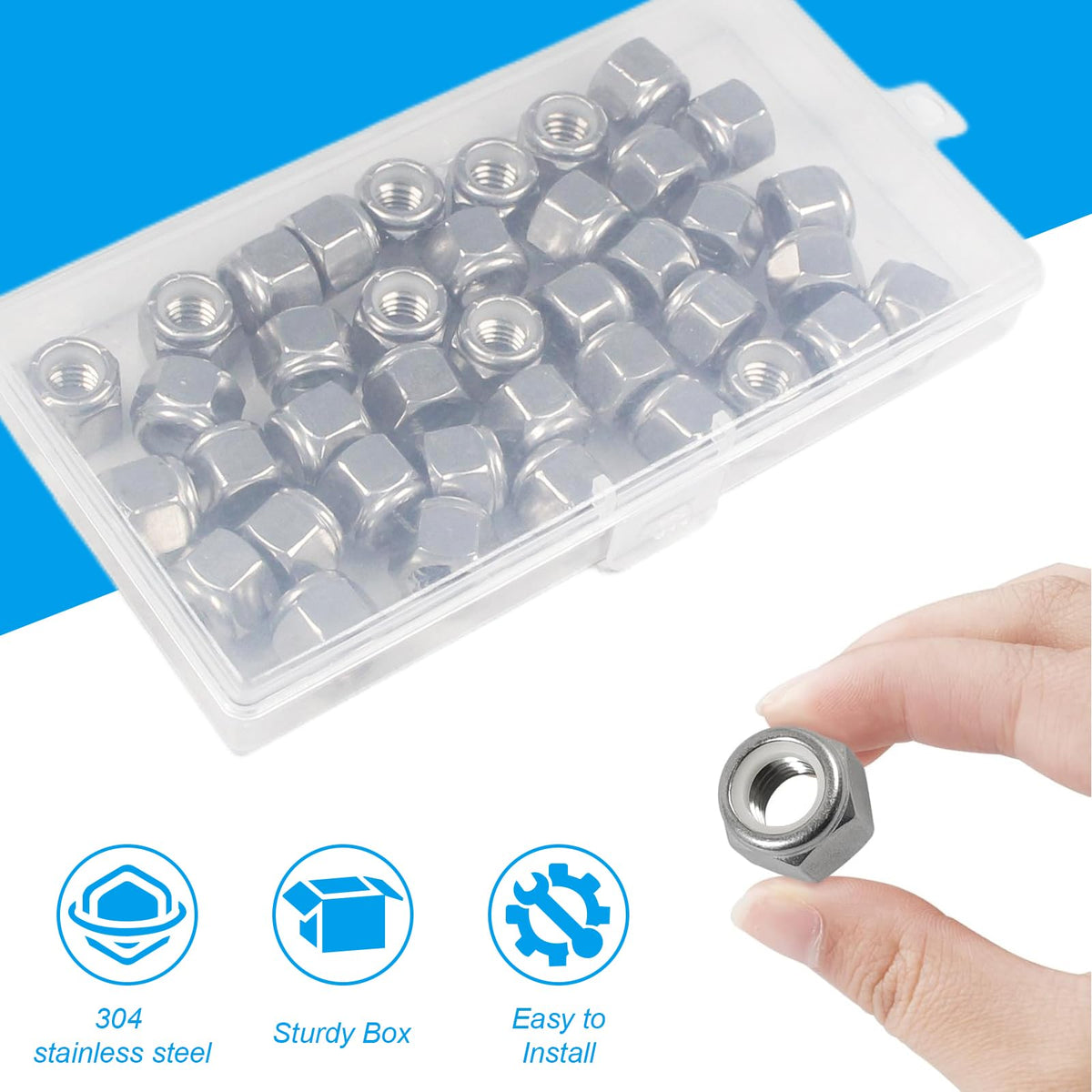 링크메이저 120PCS #8-32 나일론 삽입형 히든 루브, 304 스테인레스 스틸