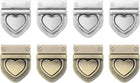 LinkMejor 8Set Turn Lock Clasp Kit, Heart Press Lock Clasp Closure Twist Turn Locks Hardware Buckle Fasteners for Purse Leather Making (28x32mm, Silver, Bronze)