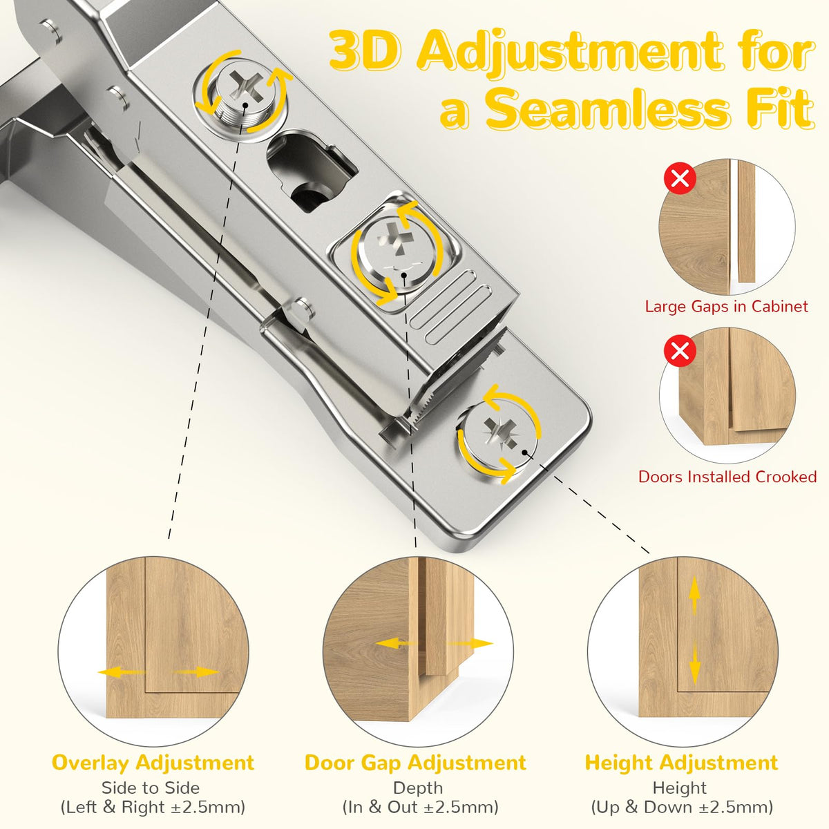 LinkMejor 4 Pack 110° Face Frame Inset Cabinet Hinges, Soft Closing 3D Adjustment, Clip On Plate, Smooth Slow Close Concealed Hidden Replacement, Easy Installation, Insert Hardware for Kitchen