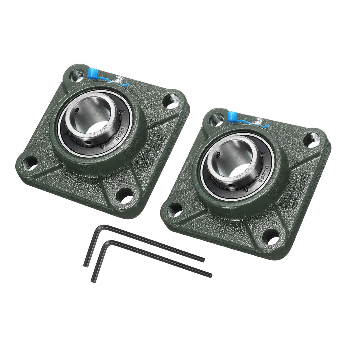 2pcs UCF206 Pillow Block Bearings 30mm Bore Self Alignment, Solid Cast Iron Base Square Flange Mounted Chrome Steel Bearings