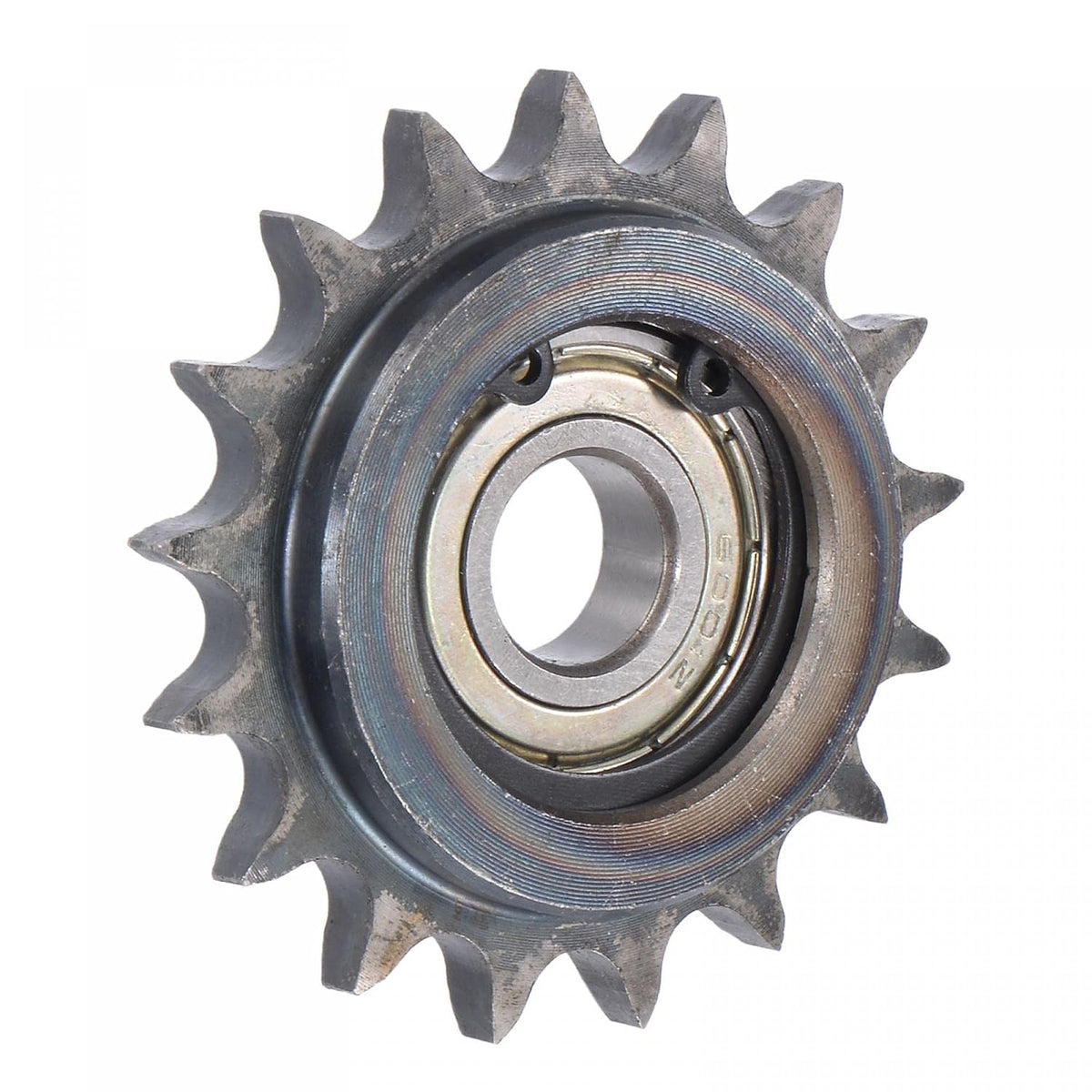 Chain Idler Sprocket, 12mm Bore 3/8" Pitch 17 Tooth Tensioner, Black Oxide Finish C45 Carbon Steel with Insert Single Bearing for ISO 06B Chains