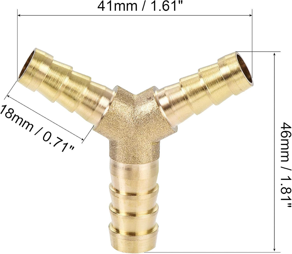 Reduzierender Barbschlauch Steckverbinder Y-Form Rohranschluss Messing 3/8" x 5/16" x 5/16"