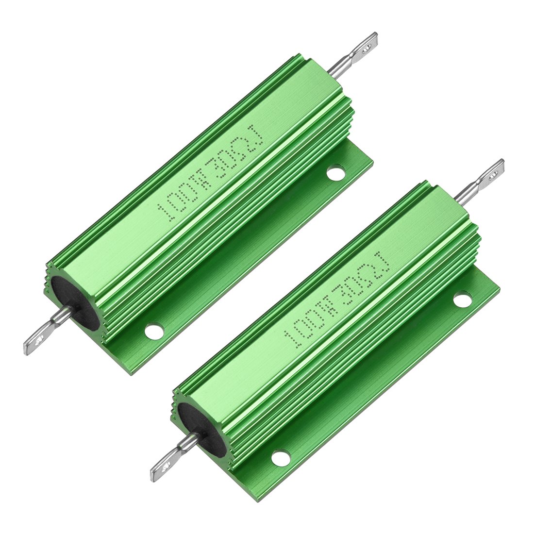 2 Pcs Aluminum Case Resistor 100W 30 Ohm Wirewound Green for LED Replacement Converter 100W 30RJ