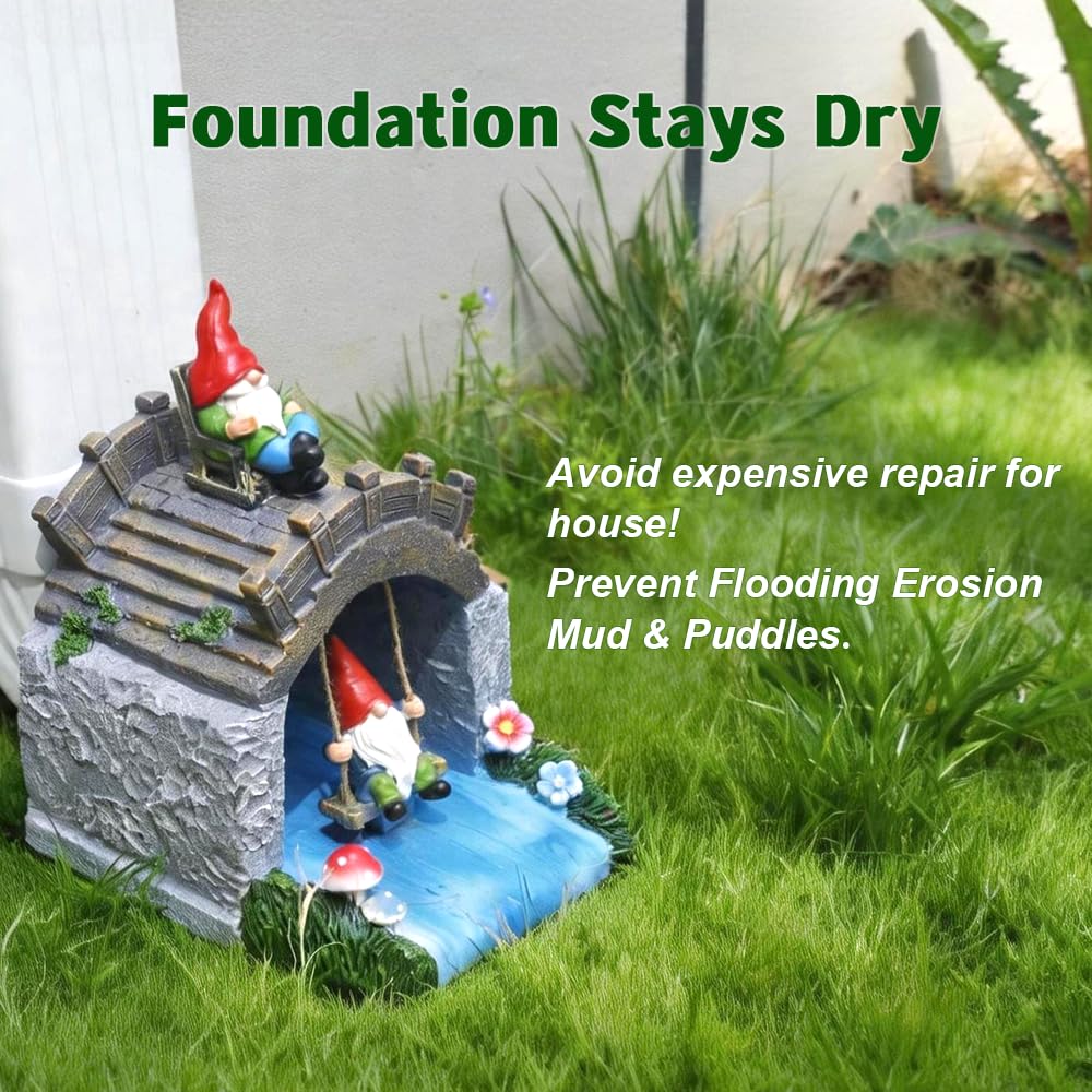 LinkMejor Gnome Decorative Gutter Downspout Extensions, Rain Splash Block.