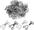 120 Sets Sewing Hooks and Eyes Closure Set, Copper Metal Rust Proof 21.5mmx11mm Large Black & Silver Tone Bra Hooks Replacement for Trouser Skirt Dress Pants