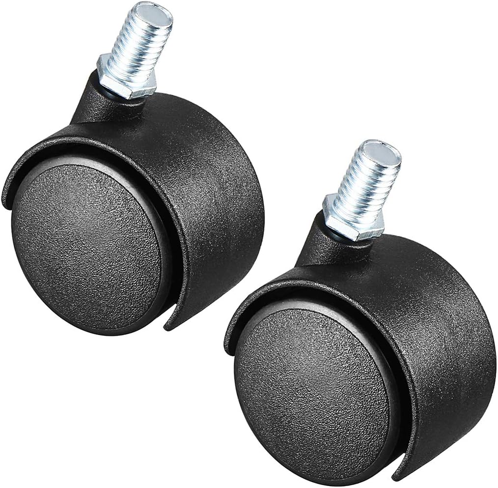 2 Pcs 1.45 Inch Swivel Caster Wheels Nylon 360 Degree Threaded Stem Caster Wheel, M8 x 13mm, 28lb Capacity