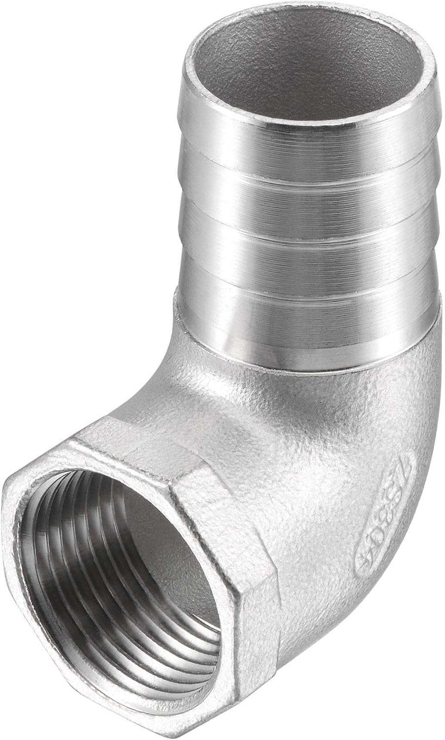 304 Stainless Steel Hose Barb Fitting Elbow, 32mm Barbed x 1" NPT Female Pipe Connector Adapter for Water Fuel Air