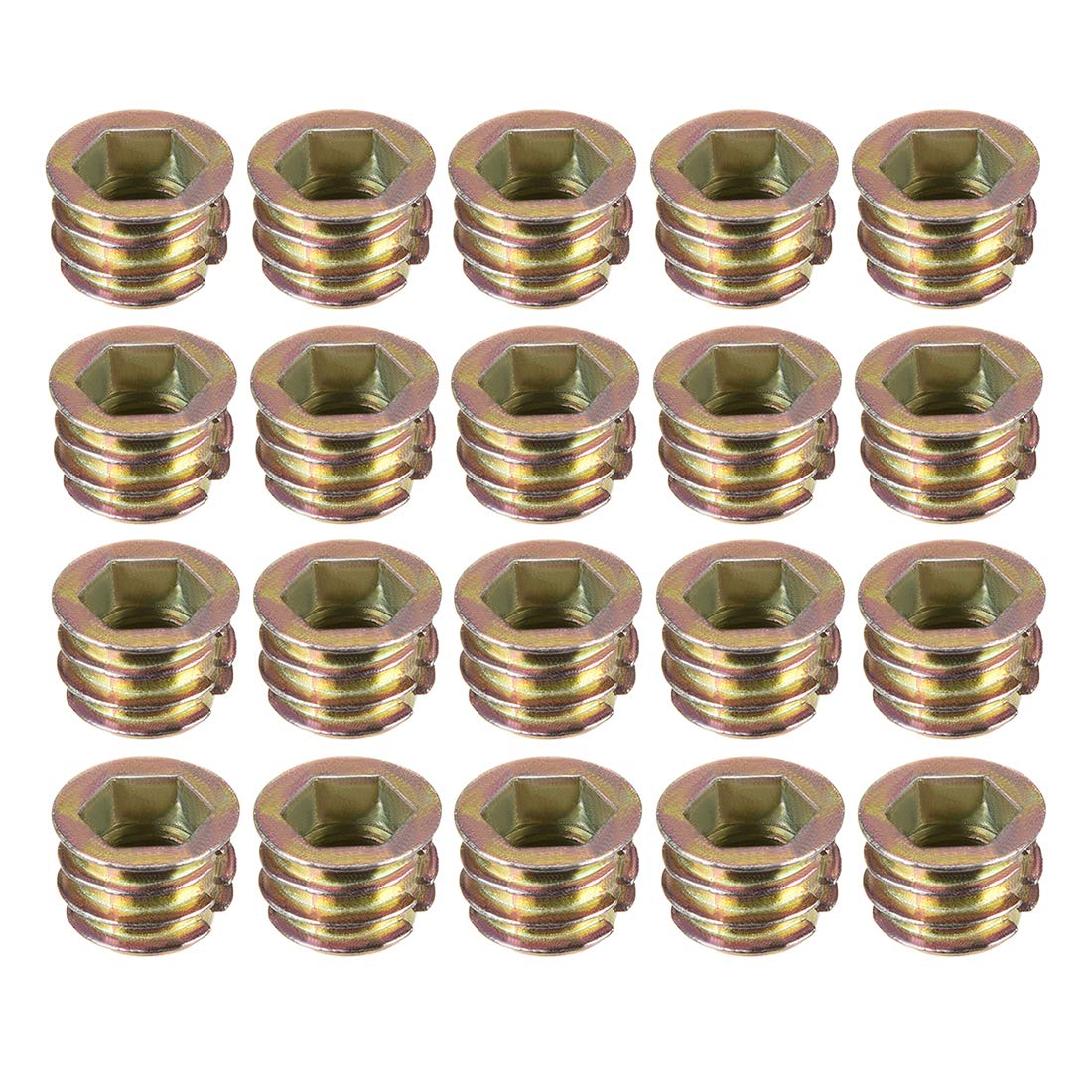 Furniture Threaded Insert Nuts Zinc Alloy M8 Internal Threads 10mm Length 20pcs