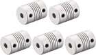 5mm to 7mm Aluminum Alloy Shaft Coupling Flexible Coupler Motor Connector Joint L25xD19 Silver,5pcs