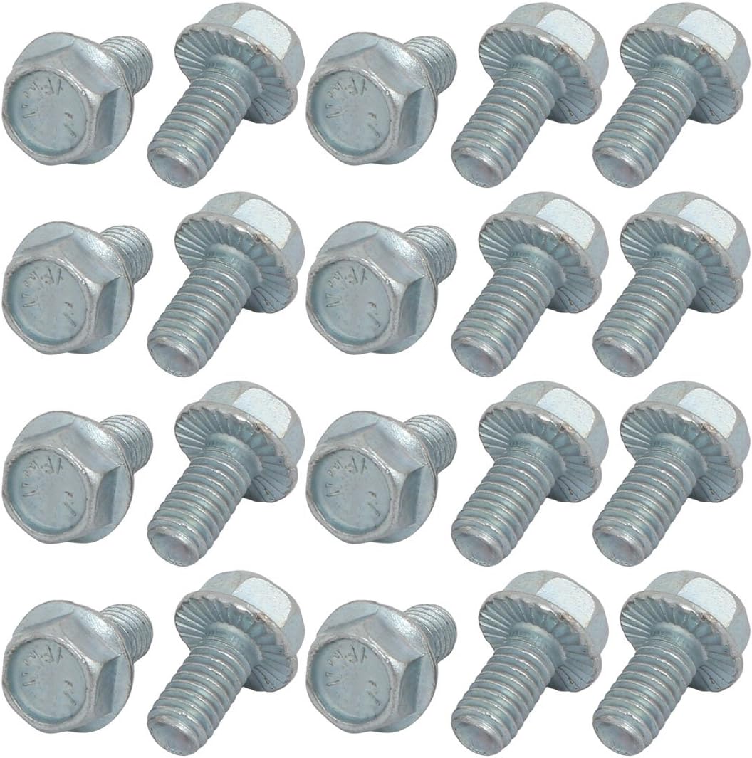 20Pcs 5/16-18 x 5/8 Inch Thread Carbon Steel Hex Serrated Head Flange Screw Bolt