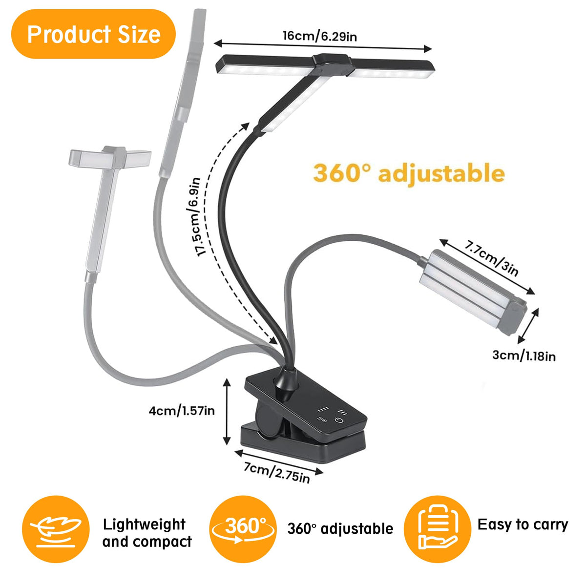 LinkMejor 3 Kepala Lampu Easel LED Tahan Bungkus untuk Artis