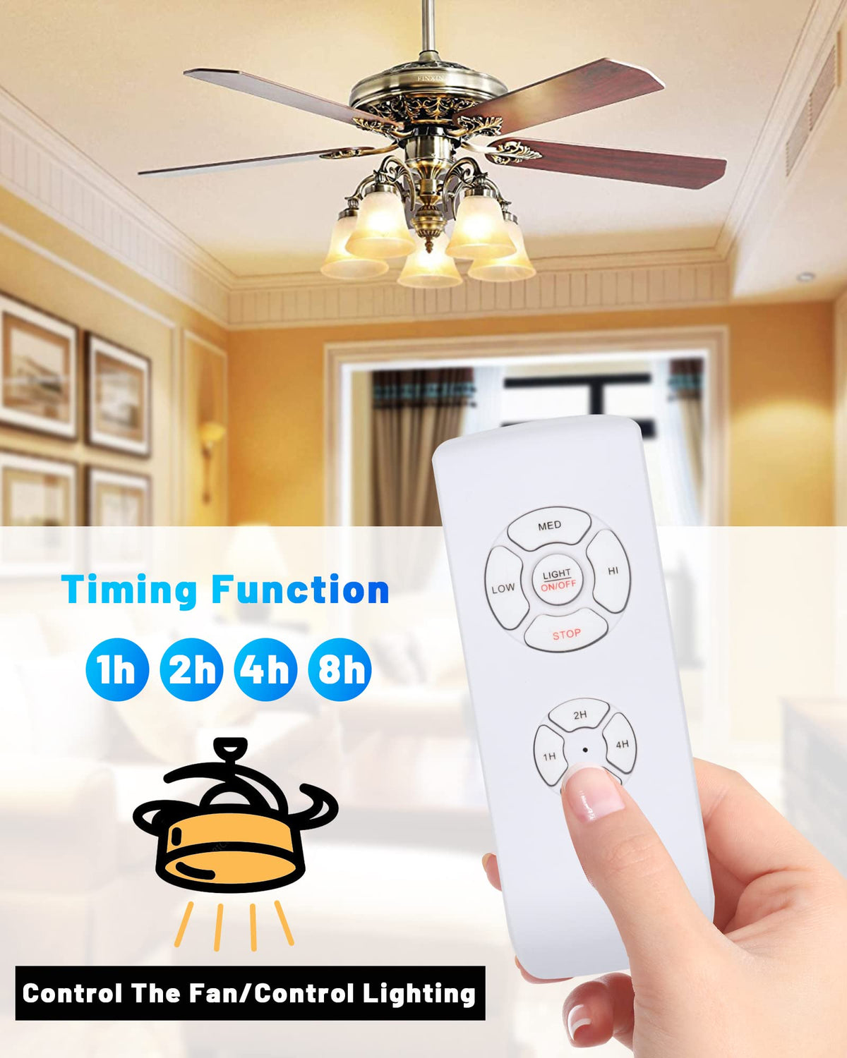 3-packs Universal Small Size Ceiling Fan Remote Control Kit, Mini Wireless Remote Control og Receiver Kits for Ceiling Fan Lamp