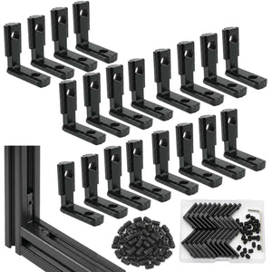 20Pcs 2020 알루미늄 Extrusion 블랙 인터내어 L브래킷, 스크루 포함, V-Slot T-Slot 알루미늄 프로파일 액세서리용 코너 브래킷 L형 프레임 조인트 하드웨어 커넥터
