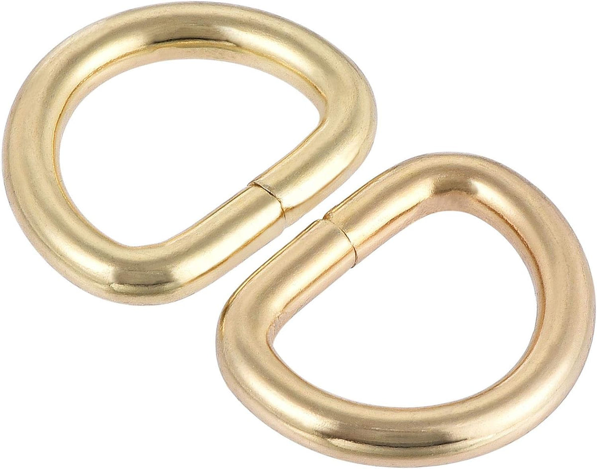 LinkMejor Metal D Ring 0.63"(16mm) D-Rings Buckle for Hardware Bags Belts Craft DIY Accessories Gold Tone 50pcs