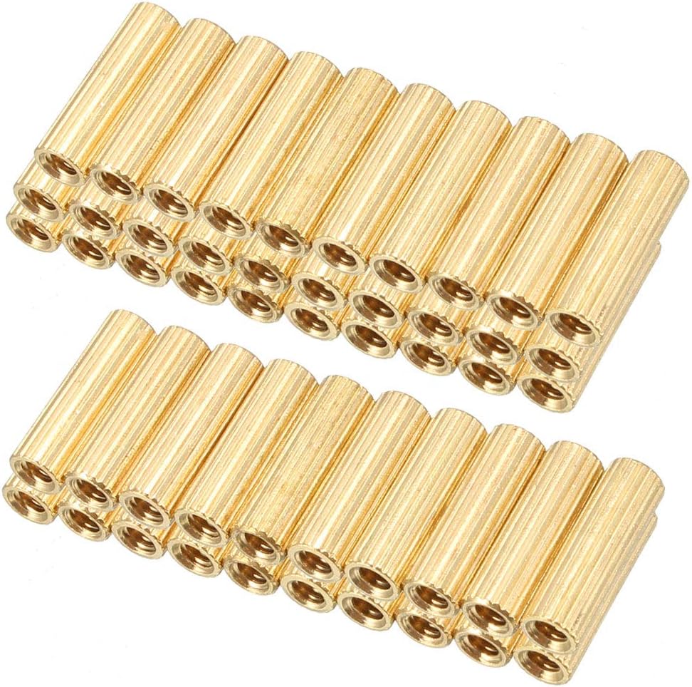 50pcs Brass Round Straight PCB Pillar Female Thread Standoff Spacer M2x3x12mm