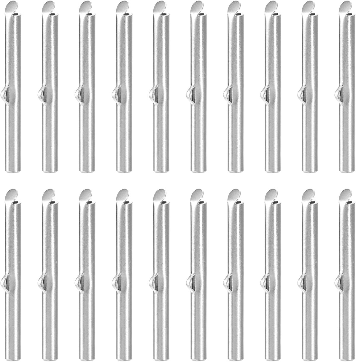 20Pcs Slide on End Clasps, 40mm Tube Ball Bead Slider Crimp Ends for Multi-Strand DIY Craft Making, Silver Tone
