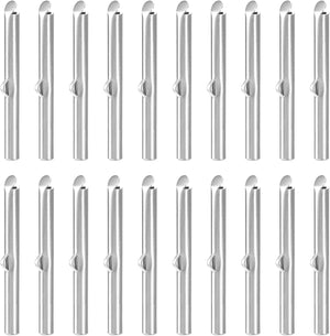 20Pcs Slide on End Clasps, 40mm Tube Ball Bead Slider Crimp Ends for Multi-Strand DIY Craft Making, Silver Tone