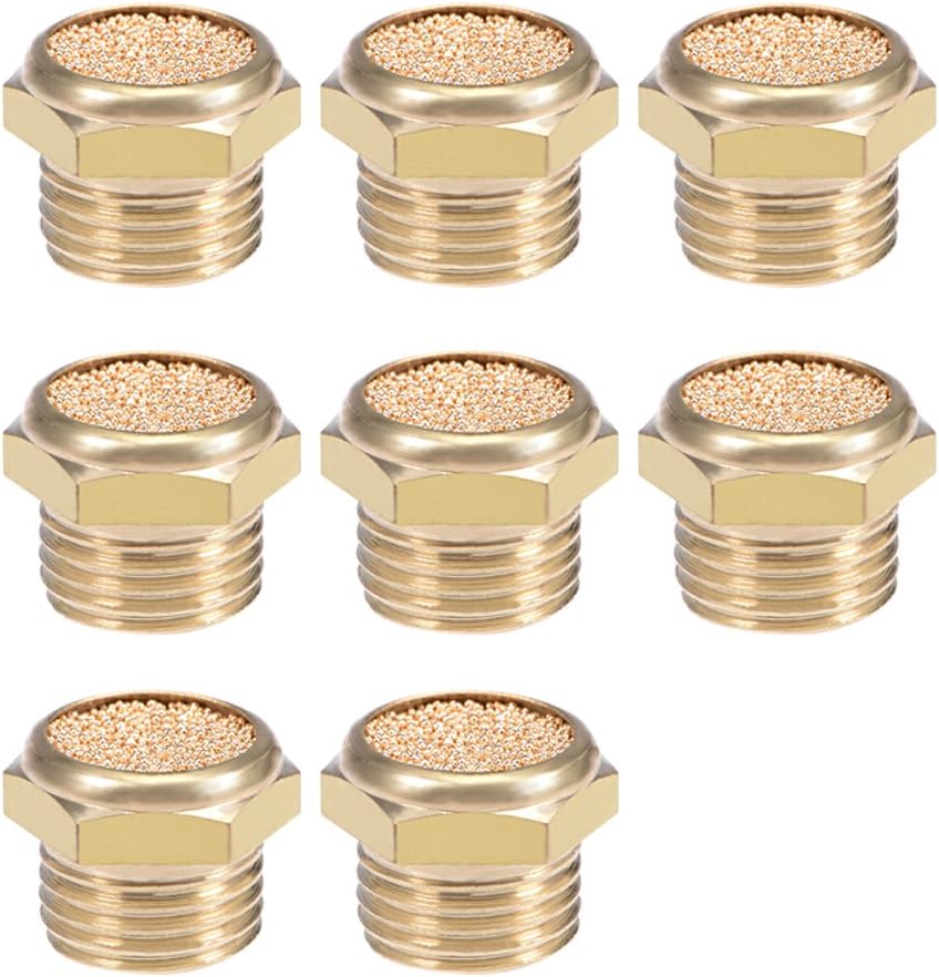 1/4 PT Sintered Bronze Exhaust Muffler with Brass Body Flat 8pcs