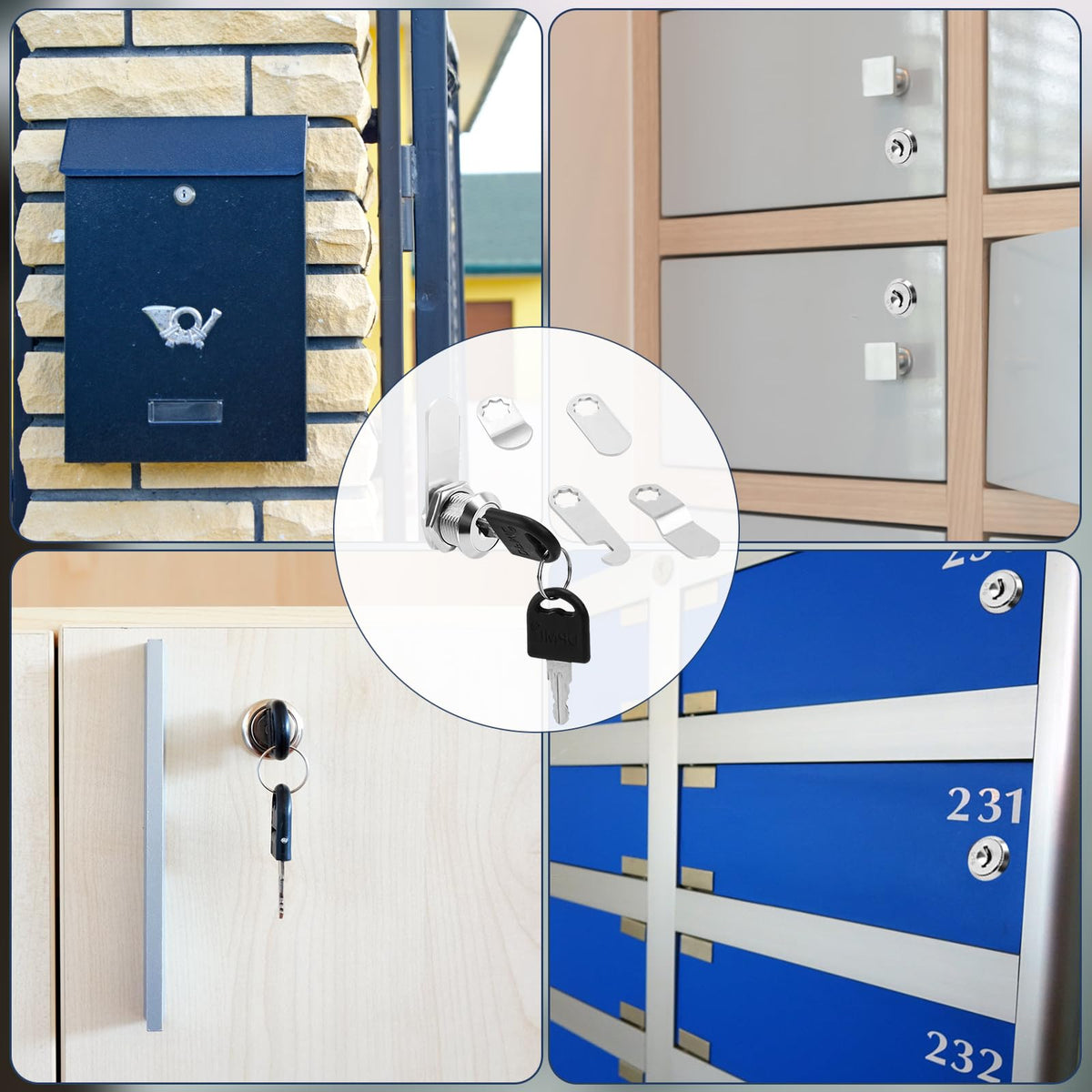 5/8'' Aluminium Cam Locks met sleutels, 5 vervangende slotplaten