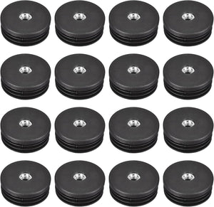24Pcs 둥근 튜브용 M8 톱니파일, 50mm/1.97" OD 둥근 튜브용, 둥근 검은 플라스틱 플러그 캐스터 인서트 치어 엔드 캡 가구 레그 플러그