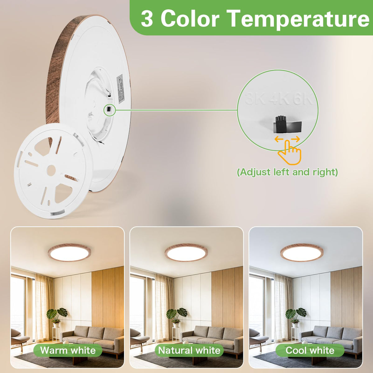LinkMejor 12 Inch 24W Luminosa Luminosa a Muro, Temperatura dei Colori 3