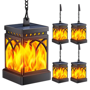 LinkMejor 4-Pack Solar Laterne Außen, Flackernde Flamme Halloween Dekoration