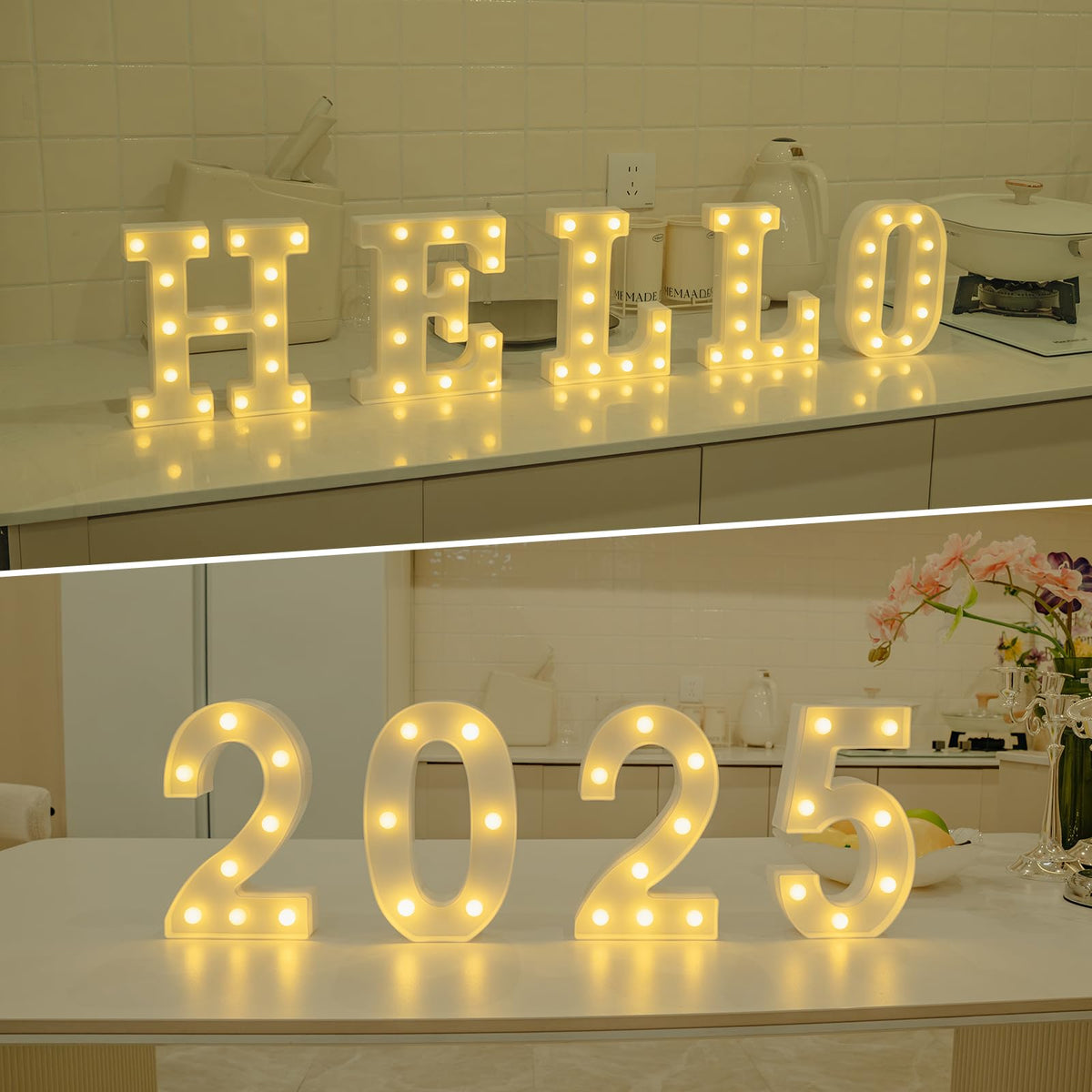 LinkMejor Rechargeable LED Letter Lights Sign Marquee Light Up Letters Sign for Night Light Wedding/Birthday Party Christmas Lamp Home Bar Decoration (G)