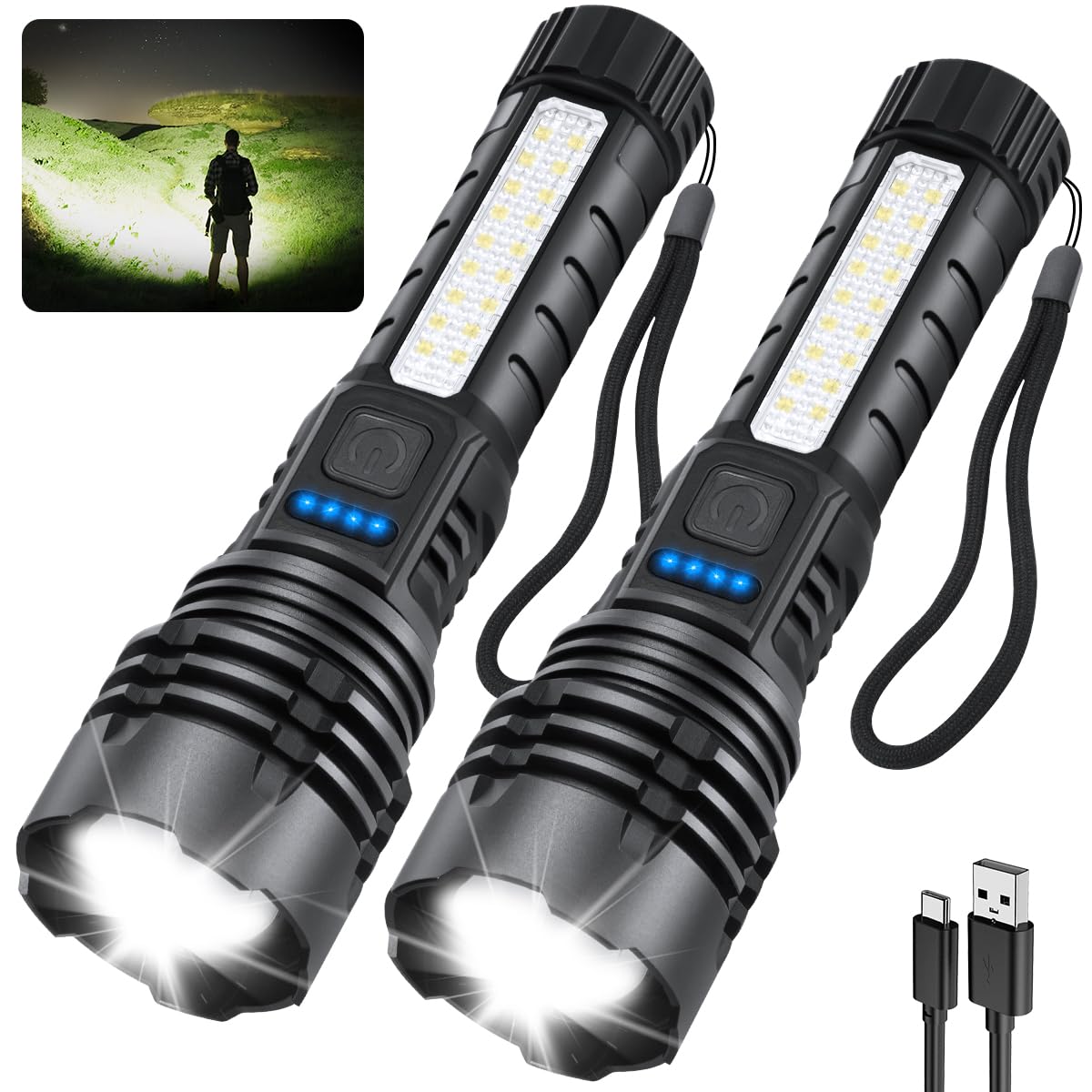 LinkMejor Luminárias Recarregáveis de Alta Luminosidade 2Pack, Luminárias para Casa