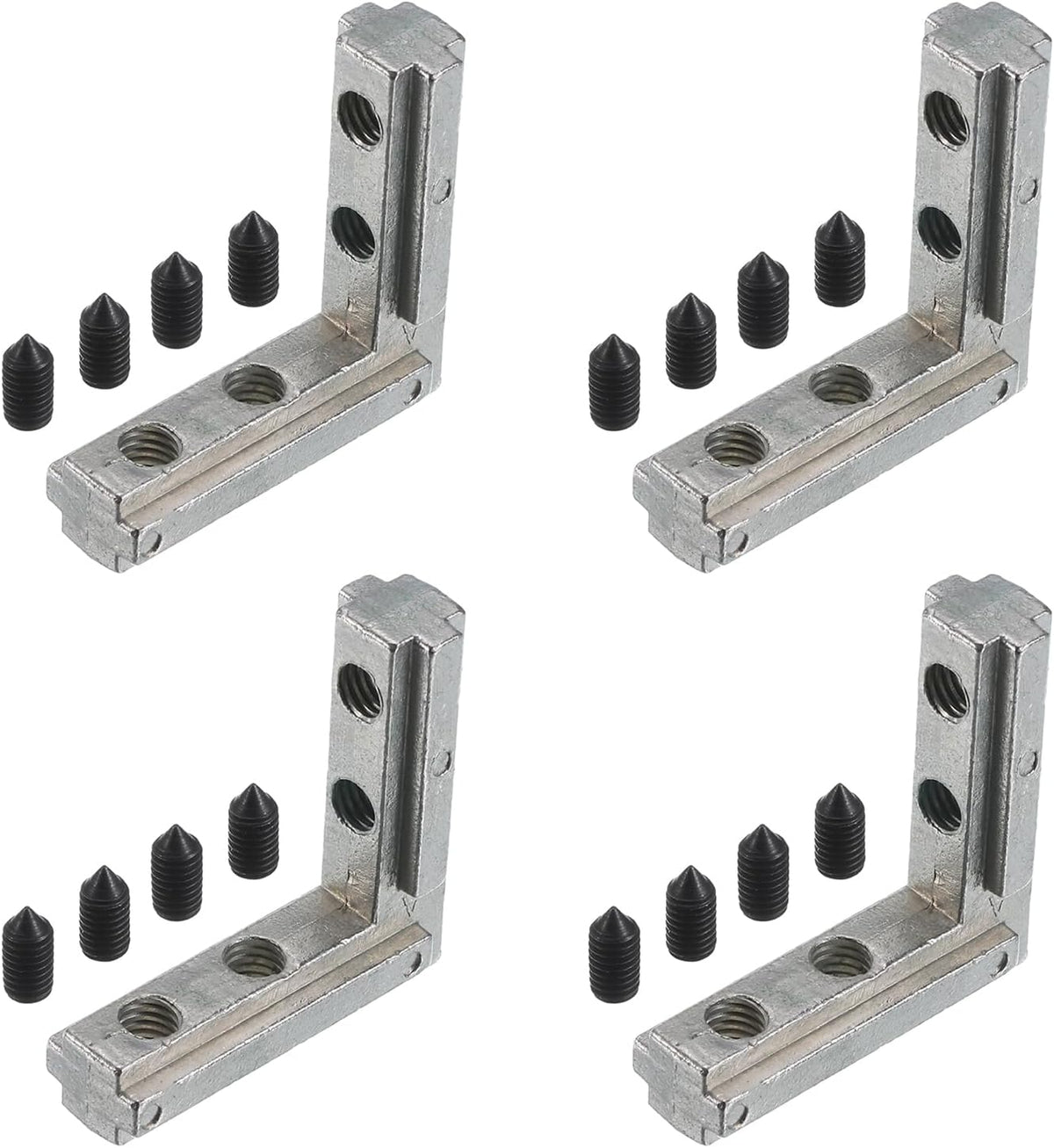 L-Shape Interior Joint Bracket, 4Pcs Inside Corner Connectors with M6 Screws for 4040 Series Aluminum Extrusion Profile Slot 8mm (Silver)