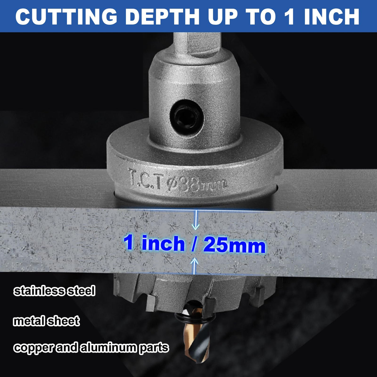 2 Pack 5/8" (16mm) Tungsten Carbide Tip Hole Saw with M2 Pilot bits