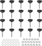 20pcs Star Clamping Knobs with Nuts Washers, M5 x 30mm Metric Zinc Plated Carbon Steel Male Thread 25mm 6-Star Plastic Head, Threaded Stud Hand Knobs Handles Thumb Screws, Black