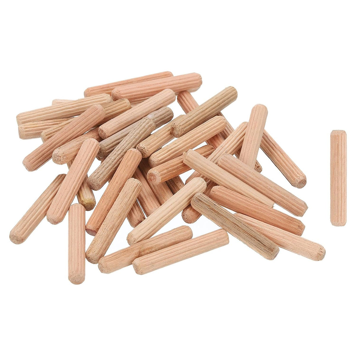 300Pcs 1/4" x 1-3/8" Wooden Dowel Pins, Wood Dowels Rods, Furniture Woodworking Grooved Fluted Pin, Wooden Dowels Fluted for Craft, DIY Projects