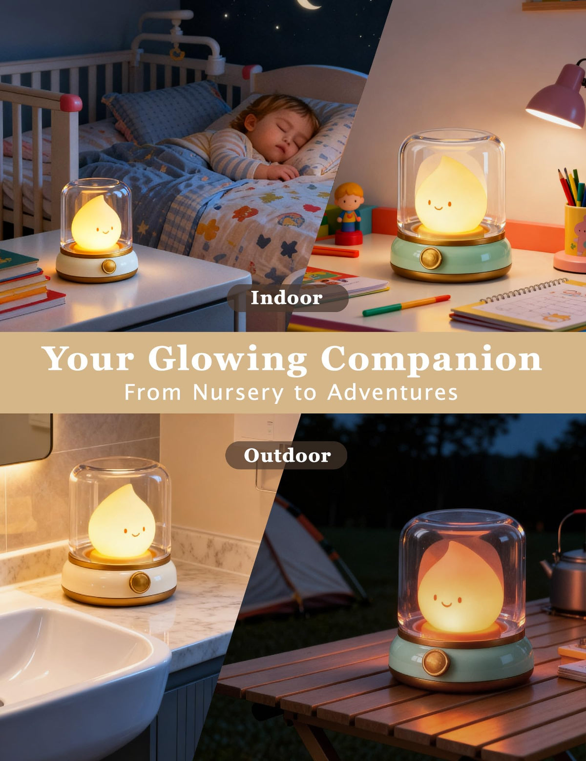LinkMejor Lieflijke Vlam Kinder Nachtlamp, Oplaadbare Lamp, Timer, Comfortabel cadeau